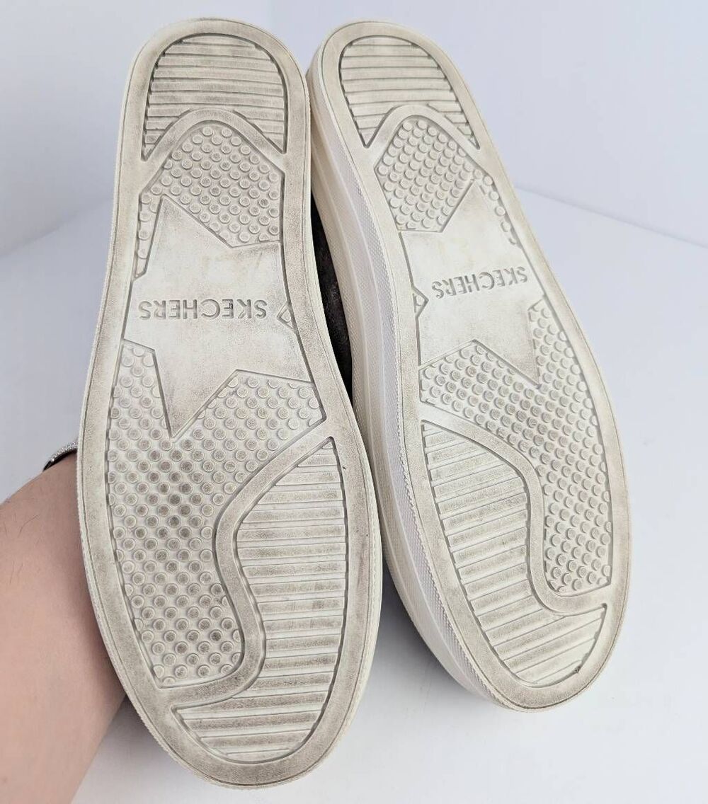 Skechers Street rhinestone silver gunmetal metallic slip on sneaker womens 6 - Picture 6 of 8